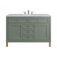 James Martin Vanities 305-V48-SC-3CAR - Chicago 48'' Single Vanity, Smokey Celadon w/ 3 CM Carrara Marble Top