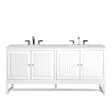 James Martin Vanities E645-V72-GW-3LDL - Athens 72'' Double Vanity, Glossy White w/ 3 CM Lime Delight Quartz Top