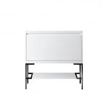 James Martin Vanities 805-V35.4-GW-MB - Mantova 35.4'' Single Vanity Cabinet, Glossy White, Matte Black Base