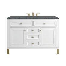 James Martin Vanities 305-V48-GW-3PBL - Chicago 48'' Single Vanity, Glossy White w/ 3 CM Parisien Bleu Top