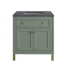 James Martin Vanities 305-V30-SC-3CSP - Chicago 30'' Single Vanity, Smokey Celadon w/ 3 CM Charcoal Soapstone Top