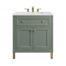 James Martin Vanities 305-V30-SC-3AF - Chicago 30'' Single Vanity, Smokey Celadon w/ 3 CM Arctic Fall Top