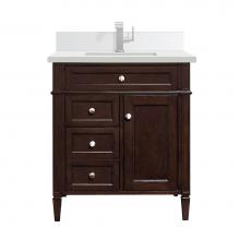 James Martin Vanities 650-V30-BNM-1WZ - Brittany 30'' Single Vanity, Burnished Mahogany, w/ Single Hole 3 CM White Zeus Quartz T