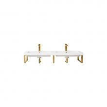 James Martin Vanities 055BK18RGD47WG2 - Three Boston 18'' Wall Brackets, Radiant Gold w/47'' White Glossy Composite Co