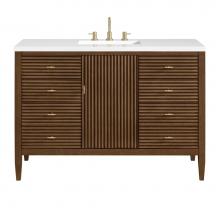 James Martin Vanities 485-V48-WLT-3WZ - Myrrin 48'' Vanity, Mid Century Walnut w/ 3 CM White Zeus Quartz Top