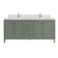 James Martin Vanities 305-V72-SC-1WZ - Chicago 72'' Double Vanity, Smokey Celadon w/ Single Hole 3 CM White Zeus Top & Back