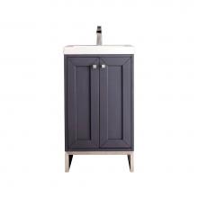 James Martin Vanities E303V20MGBNKWG - Chianti 20'' Single Vanity Cabinet, Mineral Grey, Brushed Nickel, w/ White Glossy Compos