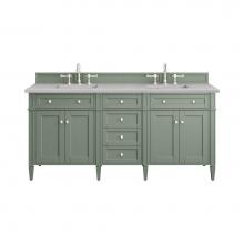 James Martin Vanities 650-V72-SC-3ESR - Brittany 72'' Double Vanity, Smokey Celadon w/ 3 CM Eternal Serena Top