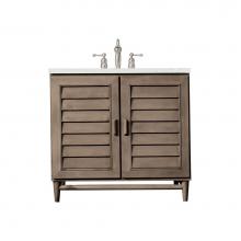 James Martin Vanities 620-V36-WW-3LDL - Portland 36'' Single Vanity Whitewashed Walnut w/ 3 CM Lime Delight Quartz Top