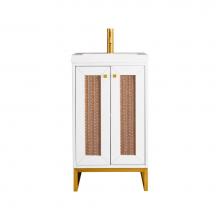 James Martin Vanities E303V20GWRGDWG - Chianti 20'' Single Vanity Cabinet, Glossy White, Radiant Gold, w/ White Glossy Composit