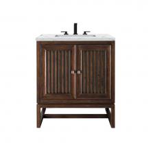 James Martin Vanities E645-V30-MCA-3ENC - Athens 30'' Single Vanity Cabinet, Mid Century Acacia, w/ 3 CM Ethereal Noctis Top