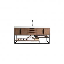 James Martin Vanities 388-V72S-LTO-MB-GW - Columbia 72'' Single Vanity, Latte Oak, Matte Black w/ Glossy White Composite Top