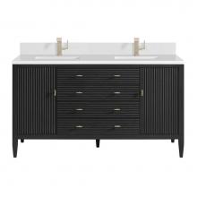 James Martin Vanities 485-V60D-CBO-1WZ - Myrrin 60'' Double Vanity, Carbon Oak w/ Single Hole 3 CM White Zeus Quartz Top & Ba