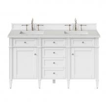 James Martin Vanities 655-V60D-BW-3LDL - Brittany 60'' Double Vanity, Bright White Vanity w/ 3 CM Lime Delight Quartz Top