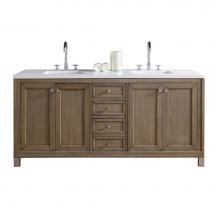 James Martin Vanities 305-V72-WWW-3WZ - Chicago 72'' Double Vanity, Whitewashed Walnut w/ 3 CM White Zeus Quartz Top