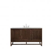 James Martin Vanities E645-V60S-MCA-3EJP - Athens 60'' Single Vanity Cabinet , Mid Century Acacia, w/ 3 CM Eternal Jasmine Pearl Qu