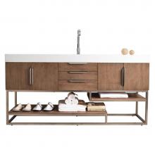 James Martin Vanities 388-V72S-LTO-BN-GW - Columbia 72'' Single Vanity, Latte Oak w/ Glossy White Composite Stone Top