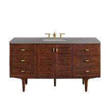 James Martin Vanities 670-V60S-WLT-3GEX - Amberly 60'' Single Vanity, Mid-Century Walnut w/ 3 CM Grey Expo Top