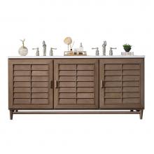 James Martin Vanities 620-V72-WW-3WZ - Portland 72'' Double Vanity Whitewashed Walnut, w/ 3 CM White Zeus Quartz Top