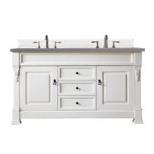 James Martin Vanities 147-V60D-BW-3GEX - Brookfield 60'' Double Vanity, Bright White w/ 3 CM Grey Expo Quartz Top