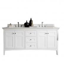 James Martin Vanities 527-V72-BW-3WZ - Palisades 72'' Double Vanity, Bright White, w/ 3 CM White Zeus Quartz Top