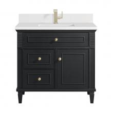 James Martin Vanities 424-V36-BKO-1WZ - Lorelai 36'' Single Vanity, Black Onyx w/ Single Hole 3 CM White Zeus Quartz Top & B