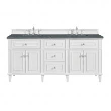 James Martin Vanities 424-V72-BW-3PBL - Lorelai 72'' Double Vanity, Bright White w/ 3 CM Parisien Blue Quartz Top