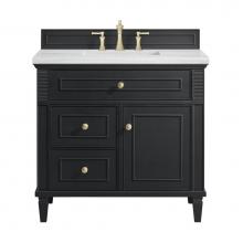 James Martin Vanities 424-V36-BKO-3AF - Lorelai 36'' Single Vanity, Black Onyx w/ 3 CM Arctic Fall Solid Surface Top