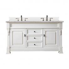 James Martin Vanities 147-V60D-BW-3VSL - Brookfield 60'' Double Vanity, Bright White w/ 3 CM Victorian Silver Quartz Top