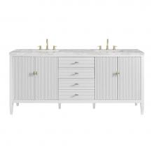 James Martin Vanities 485-V72-BW-3VSL - Myrrin 72'' Double Vanity, Bright White w/ 3 CM Victorian Silver Quartz Top