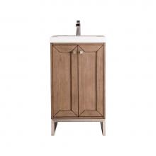 James Martin Vanities E303V20WWBNKWG - Chianti 20'' Single Vanity Cabinet, Whitewashed Walnut, Brushed Nickel, w/ White Glossy