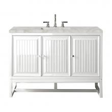 James Martin Vanities E645-V48-GW-3VSL - Athens 48'' Single Vanity, Glossy White w/ 3 CM Victorian Silver Quartz Top