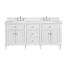 James Martin Vanities 424-V72-BW-3AF - Lorelai 72'' Double Vanity, Bright White w/ 3 CM Arctic Fall Solid Surface Top