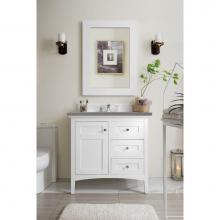 James Martin Vanities 527-V36-BW-3GEX - Palisades 36'' Single Vanity, Bright White, w/ 3 CM Grey Expo Quartz Top