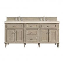 James Martin Vanities 424-V72-WWO-3EMR - Lorelai 72'' Double Vanity, Whitewashed Oak w/ 3 CM Eternal Marfil Quartz Top