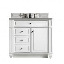 James Martin Vanities 157-V36-BW-3GEX - Bristol 36'' Single Vanity, Bright White, w/ 3 CM Grey Expo Quartz Top