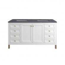 James Martin Vanities 305-V60D-GW-3CSP - Chicago 60'' Double Vanity, Glossy White w/ 3 CM Charcoal Soapstone Top