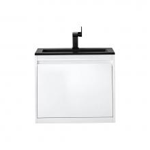 James Martin Vanities 805-V23.6-GW-CH - Mantova 23.6'' Single Vanity, Glossy White w/ Charcoal Black Composite Stone Top