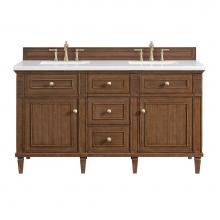 James Martin Vanities 424-V60D-WLT-3WZ - Lorelai 60'' Double Vanity, Mid-Century Walnut w/ 3 CM White Zeus Quartz Top