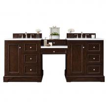 James Martin Vanities 825-V82-BNM-DU-WZ - De Soto 82'' Double Vanity Set, Burnished Mahogany w/ 3 CM White Zeus Quartz Top