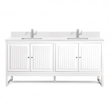 James Martin Vanities E645-V72-GW-1WZ - Athens 72'' Double Vanity, Glossy White w/ Single Hole 3 CM White Zeus Quartz Top &