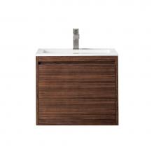 James Martin Vanities 805-V23.6-WLT-GW - Mantova 23.6'' Single Vanity, Mid-Century Walnut w/ Glossy White Composite Stone Top