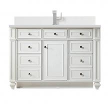 James Martin Vanities 157-V48-BW-1WZ - Bristol 48'' Single Vanity, Bright White w/ Single Hole 3 CM White Zeus Quartz Top &