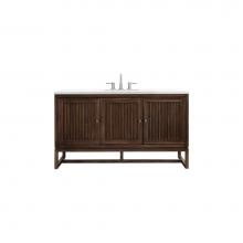 James Martin Vanities E645-V60S-MCA-3WZ - Athens 60'' Single Vanity Cabinet , Mid Century Acacia, w/ 3 CM White Zeus Quartz Top