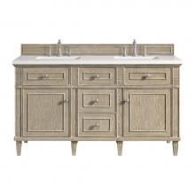 James Martin Vanities 424-V60D-WWO-3WZ - Lorelai 60'' Double Vanity, Whitewashed Oak w/ 3 CM White Zeus Quartz Top