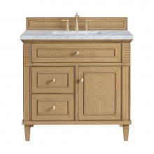 James Martin Vanities 424-V36-LNO-3CAR - Lorelai 36'' Single Vanity, Light Natural Oak w/ 3 CM Carrara White Marble Top