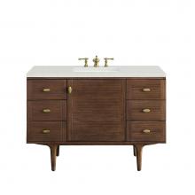 James Martin Vanities 670-V48-WLT-3LDL - Amberly 48'' Single Vanity, Mid-Century Walnut w/ 3 CM Lime Delight Top