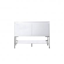 James Martin Vanities 805-V47.3-GW-BNK - Mantova 47.3'' Single Vanity Cabinet, Glossy White, Brushed Nickel Base