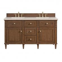 James Martin Vanities 424-V60D-WLT-3EMR - Lorelai 60'' Double Vanity, Mid-Century Walnut w/ 3 CM Eternal Marfil Quartz Top