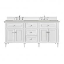 James Martin Vanities 424-V72-BW-3ESR - Lorelai 72'' Double Vanity, Bright White w/ 3 CM Eternal Serena Quartz Top